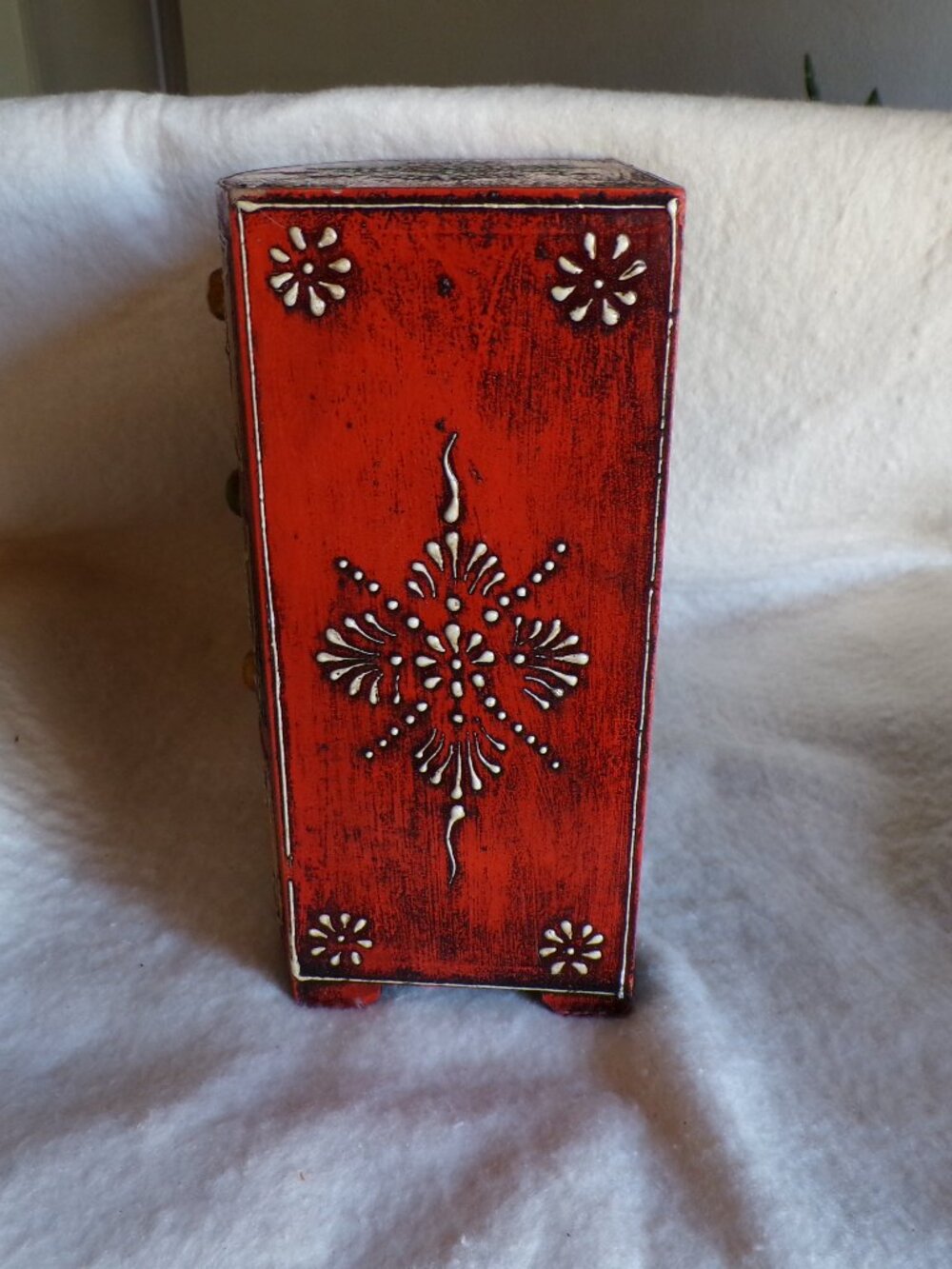So Beautiful 3 Drawer Wooden Decorative Hand Painted Jewelry Box Curio Chest - Picture 8 of 13